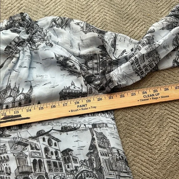 Derek Lam - Pale Blue & Black Toile Print Chiffon Dress Sz 8 - Picture 8 of 10